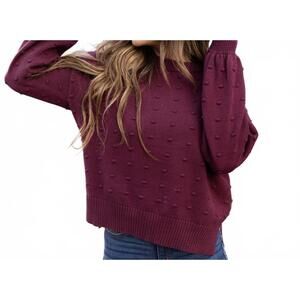 NEW INDIE & CO parker textured sweater in burgundy